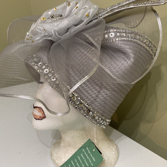 Stunning Silver Church Dress Hat by Whittall & Shon main image 11